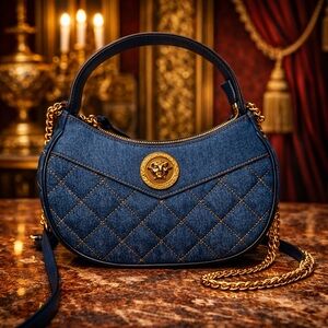 Versace La Medusa Denim Half Moon NWT Shoulder Bag  $1,275 
100% authentic!